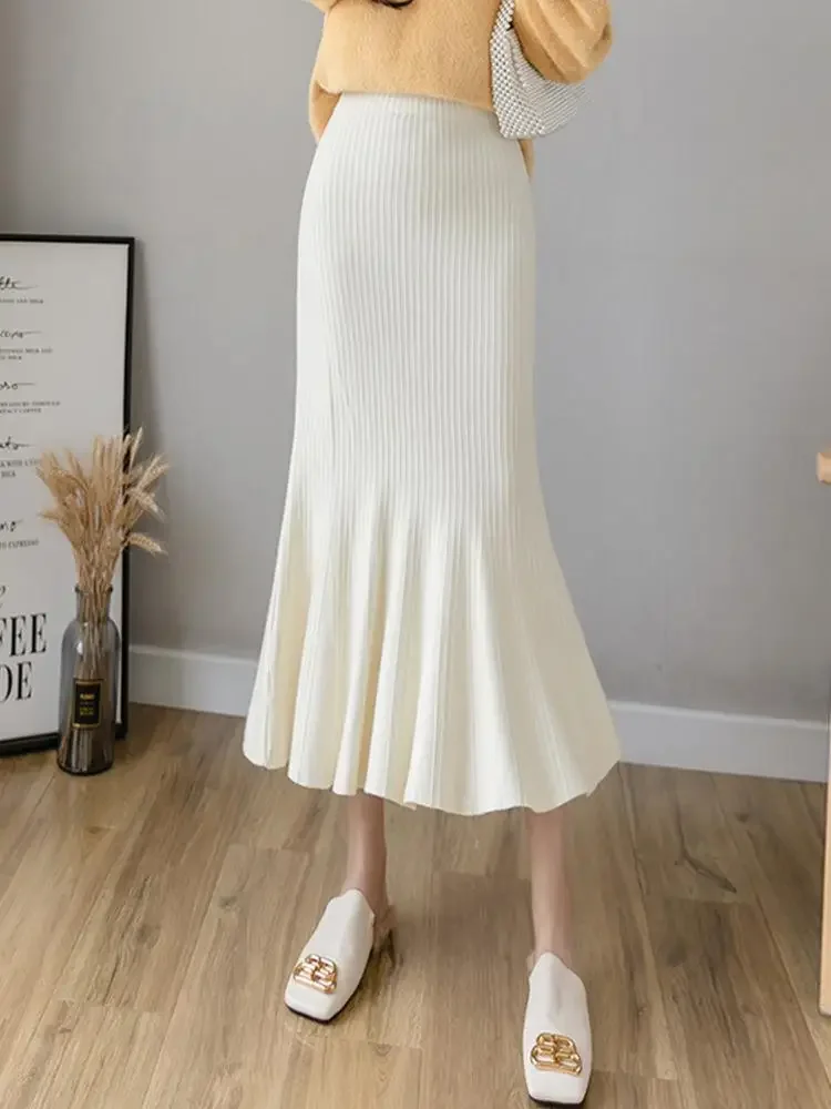 Summer Clothing Wraps - กระโปรงผ้าถักทรงเอวสูง ดีไซน์หรูหรา ทันสมัย เหมาะสำหรับใส่ในฤดูใบไม้ผลิ ลายหางปลา สไตล์ลำลอง