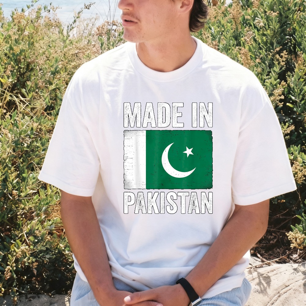 Summer Clothing Pakistan - ผลิตในปากีสถาน เสื้อยืดลายธงชาติปากีสถานสุดฮา เสื้อผ้าลำลองแฟชั่นผ้าฝ้ายหลวม แขนสั้นสำหรับฤดูร้อน เสื้อผ้าผู้ชายและผู้หญิง