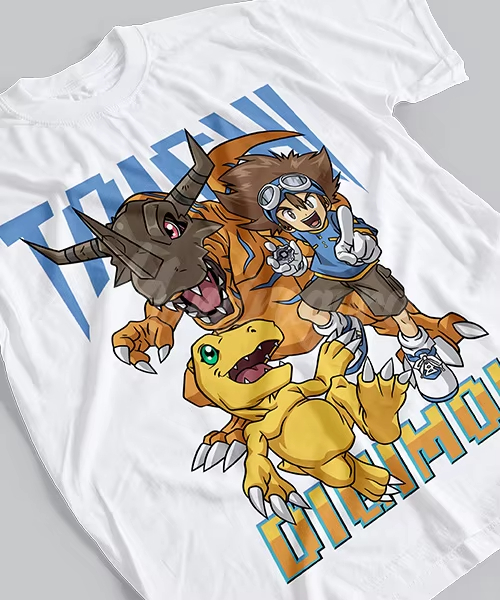 Summer Clothing Brands - เสื้อยืดพิมพ์ลาย MetalGreymon แบรนด์อนิเมชั่น Digimon Adventure ผ้าฝ้าย