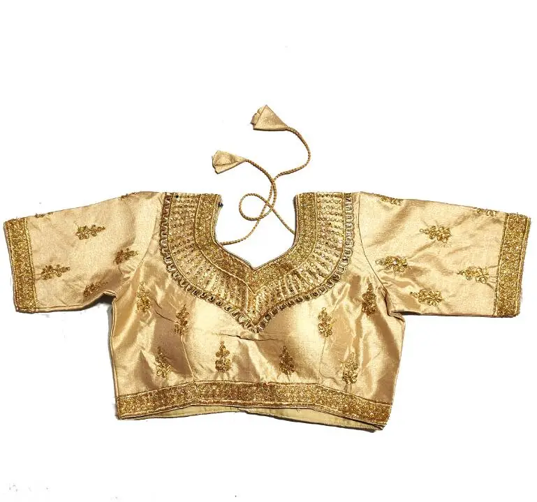 Summer Clothing Pakistan - แบบดั้งเดิมอินเดีย Sari Top ผู้หญิงเสื้อฤดูร้อนด้ายสีทองเย็บปักถักร้อยปากีสถานฤดูร้อน Rhinestone
