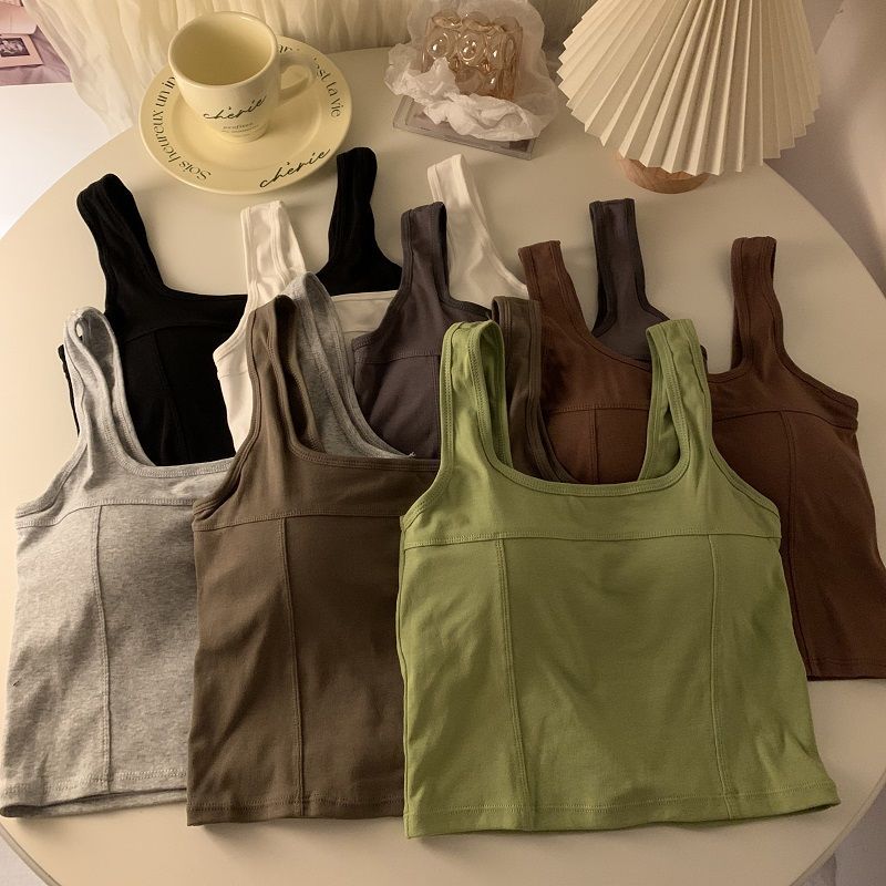Summer Zara - ผู้หญิง Tank Top ในตัว Bra Cropped