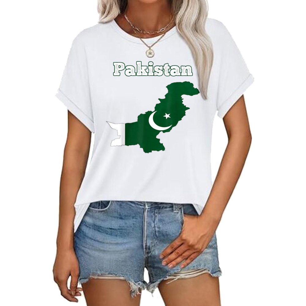 Summer Clothing Pakistan - เสื้อยืดลายธงชาติปากีสถาน 14 สิงหาคม เสื้อยืดวันประกาศอิสรภาพ เสื้อยืดผ้าฝ้ายแขนสั้นลำลองแฟชั่นหลวมๆ สำหรับผู้ชายและผู้หญิง