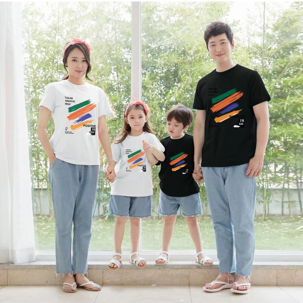 Summer Clothing Drawing - เสื้อยืดลายครอบครัว 2026 ฤดูร้อน เสื้อเด็กชาย เด็กหญิง และเสื้อคู่พ่อแม่ลูก