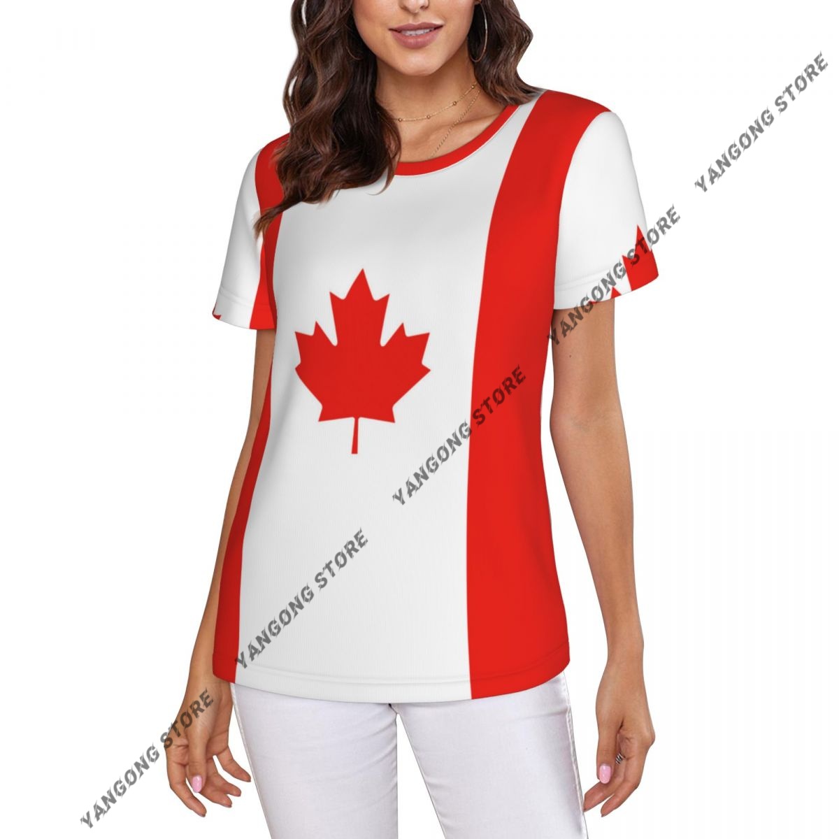Summer Clothing Women Canada - เสื้อยืดผู้หญิงแคนาดาธงแคนาดา TShirt ผู้หญิงลําลอง O-คอสั้นแขนเสื้อ Tees เสื้อผ้า