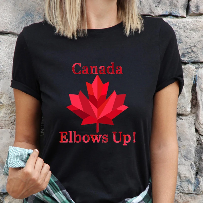 Summer Clothing Women Canada - ข้อศอกแคนาดาผู้หญิงเสื้อยืดตลก Retro Maple Leaf กราฟิก Y2k