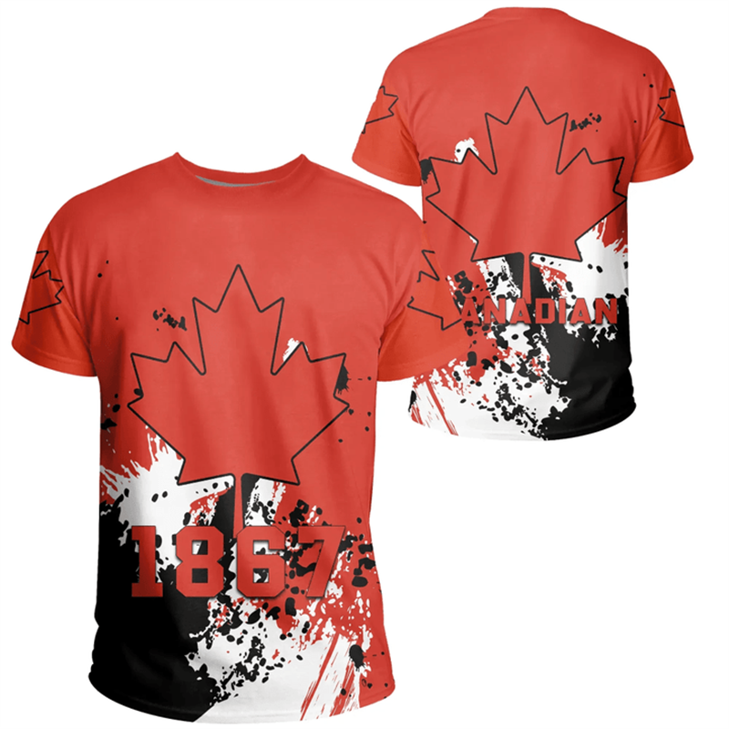 Summer Clothing Women Canada - เสื้อยืดวันแคนาดาธงชาติ3D ใบเมเปิลแคนาดาเสื้อยืดโอเวอร์ไซส์ผู้ชายเสื้อผ้าแนวสตรีท