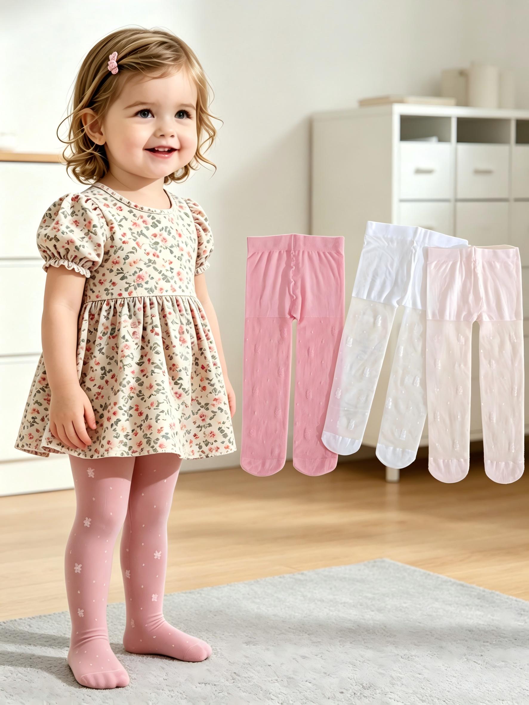 Summer Clothing Baby Girl - 3 แพ็คเด็กวัยหัดเดินหญิงถุงน่องพิมพ์ลายดอกไม้ 0-3Y UPF50 ป้องกันแสงแดดยืดหยุ่นโปร่งใสถุงน่องเด็กสำหรับฤดูร้อนชุดปาร์ตี้สวมใส่ทุกวัน