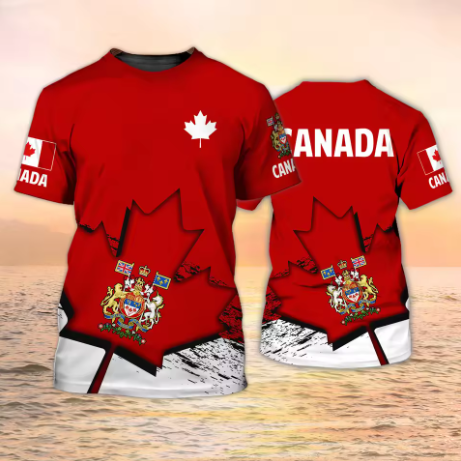 Summer Clothing Women Canada - เสื้อยืดแคนาดา ลายธงชาติแคนาดา ใบเมเปิล พิมพ์ลาย 3 มิติ