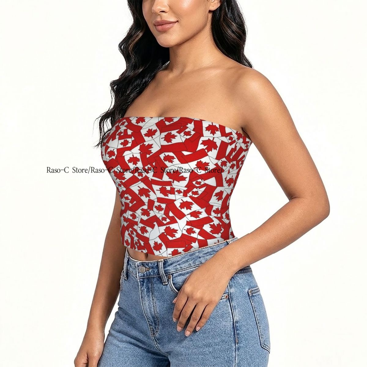 Summer Clothing Women Canada - เสื้อครอปทรงสลิมแบบไม่มีสายรัดลายธงชาติแคนาดาสำหรับผู้หญิง เสื้อผ้าฤดูร้อนสำหรับผู้หญิง