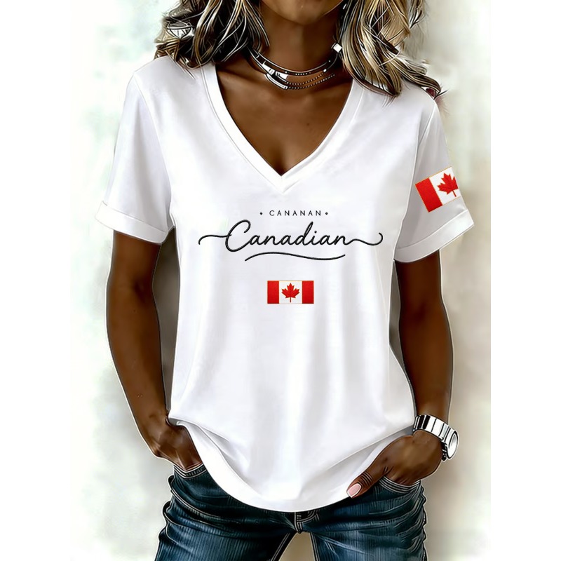 เสื้อยืดผู้หญิงพิมพ์ลายธงชาติแ - Summer Clothing Women Canada บทวิจารณ์และราคา