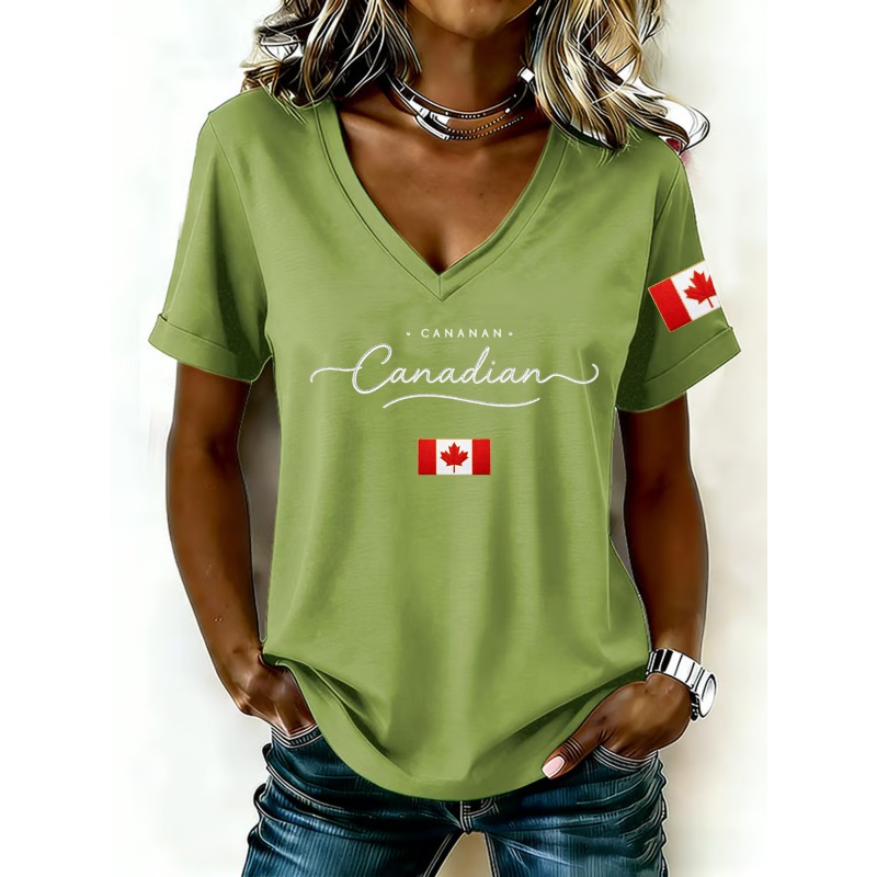 เสื้อยืดผู้หญิงพิมพ์ลายธงชาติแ - Summer Clothing Women Canada บทวิจารณ์และราคา