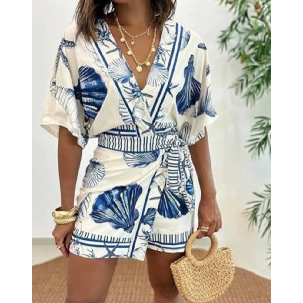 จั๊มสูทแฟชั่นพิมพ์ลายแขนสั้น ค - Summer Zara บทวิจารณ์และราคา