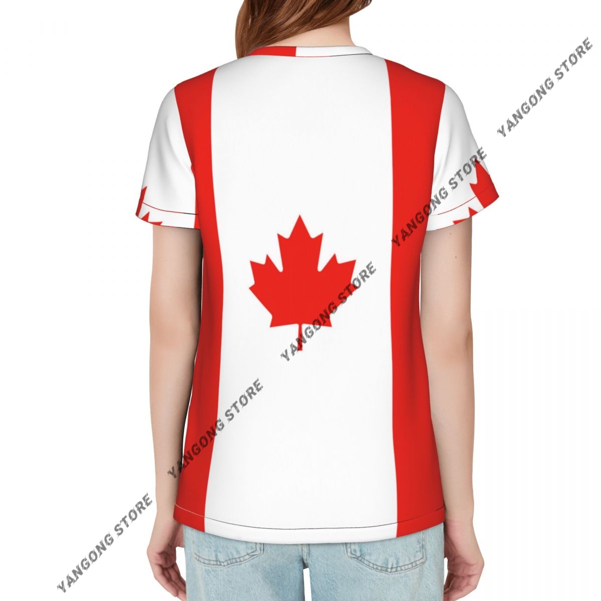 เสื้อยืดผู้หญิงแคนาดาธงแคนาดา  - Summer Clothing Women Canada บทวิจารณ์และราคา