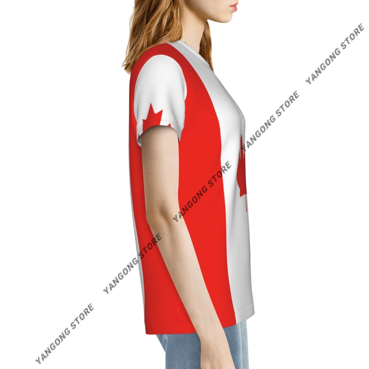 เสื้อยืดผู้หญิงแคนาดาธงแคนาดา  - Summer Clothing Women Canada บทวิจารณ์และราคา