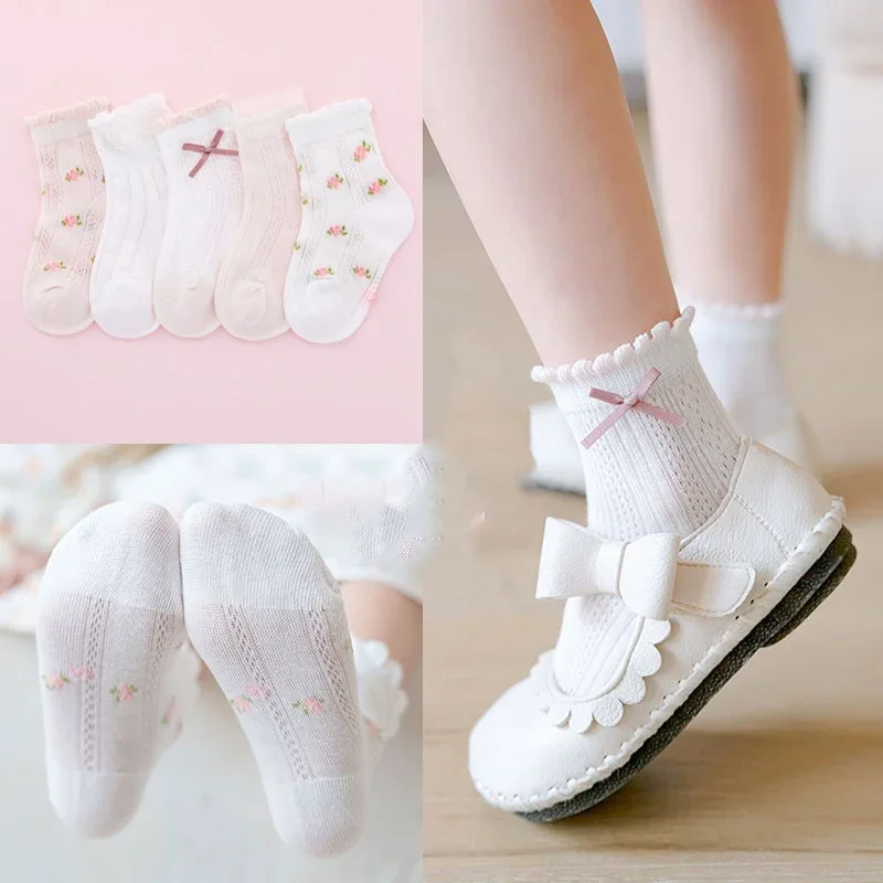 ถุงเท้าเด็ก 5 คู่/ล็อตฤดูใบไม้ - Summer Clothing Baby Girl บทวิจารณ์และราคา