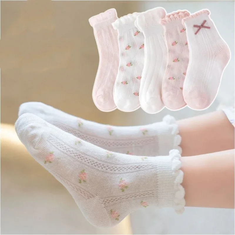 ถุงเท้าเด็ก 5 คู่/ล็อตฤดูใบไม้ - Summer Clothing Baby Girl บทวิจารณ์และราคา