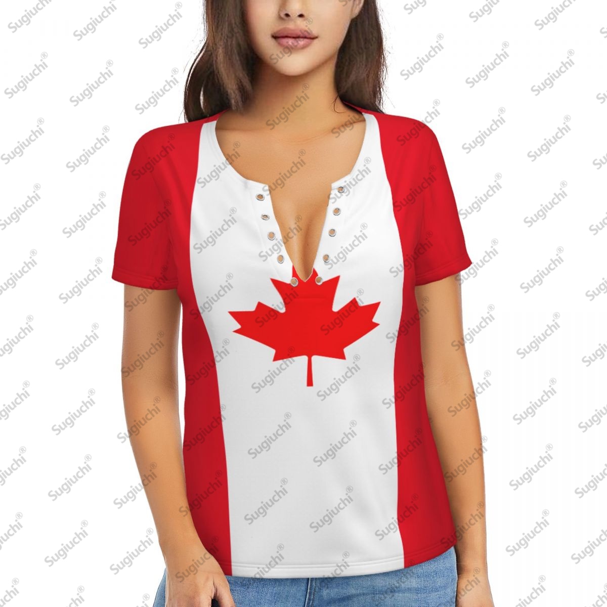 2025 ธงแคนาดาเซ็กซี่ลึก V คอผู - Summer Clothing Women Canada บทวิจารณ์และราคา
