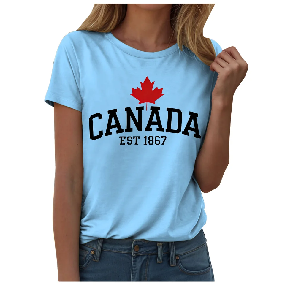 เสื้อยืดลายธงใบเมเปิ้ลสำหรับเส - Summer Clothing Women Canada บทวิจารณ์และราคา