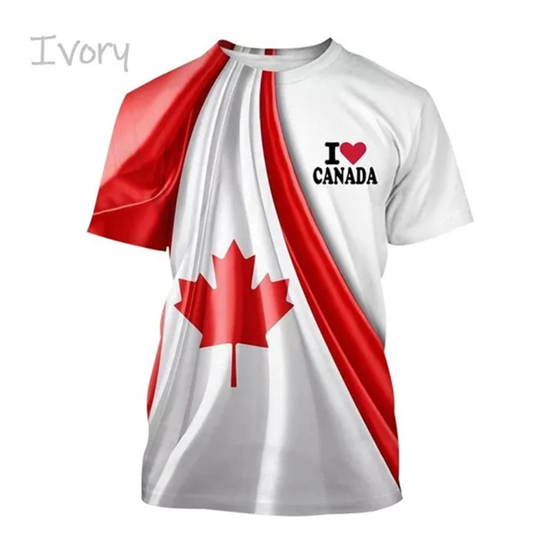 I Love Canada Flag Graphic T S - Summer Clothing Women Canada บทวิจารณ์และราคา
