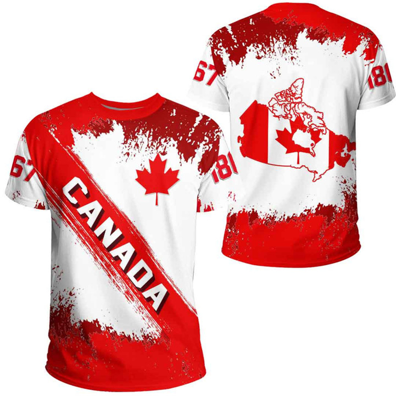เสื้อยืดวันแคนาดาธงชาติ3D ใบเม - Summer Clothing Women Canada บทวิจารณ์และราคา
